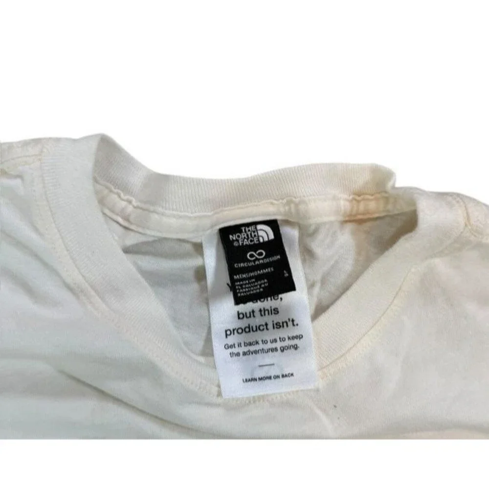 The North Face Men's Long-Sleeve Box NSE Tee Size Large White Mountain Logo